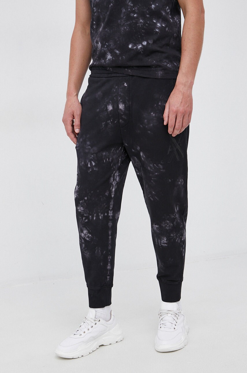 Armani exchange pantaloni de bumbac bărbați, culoarea negru, modelator