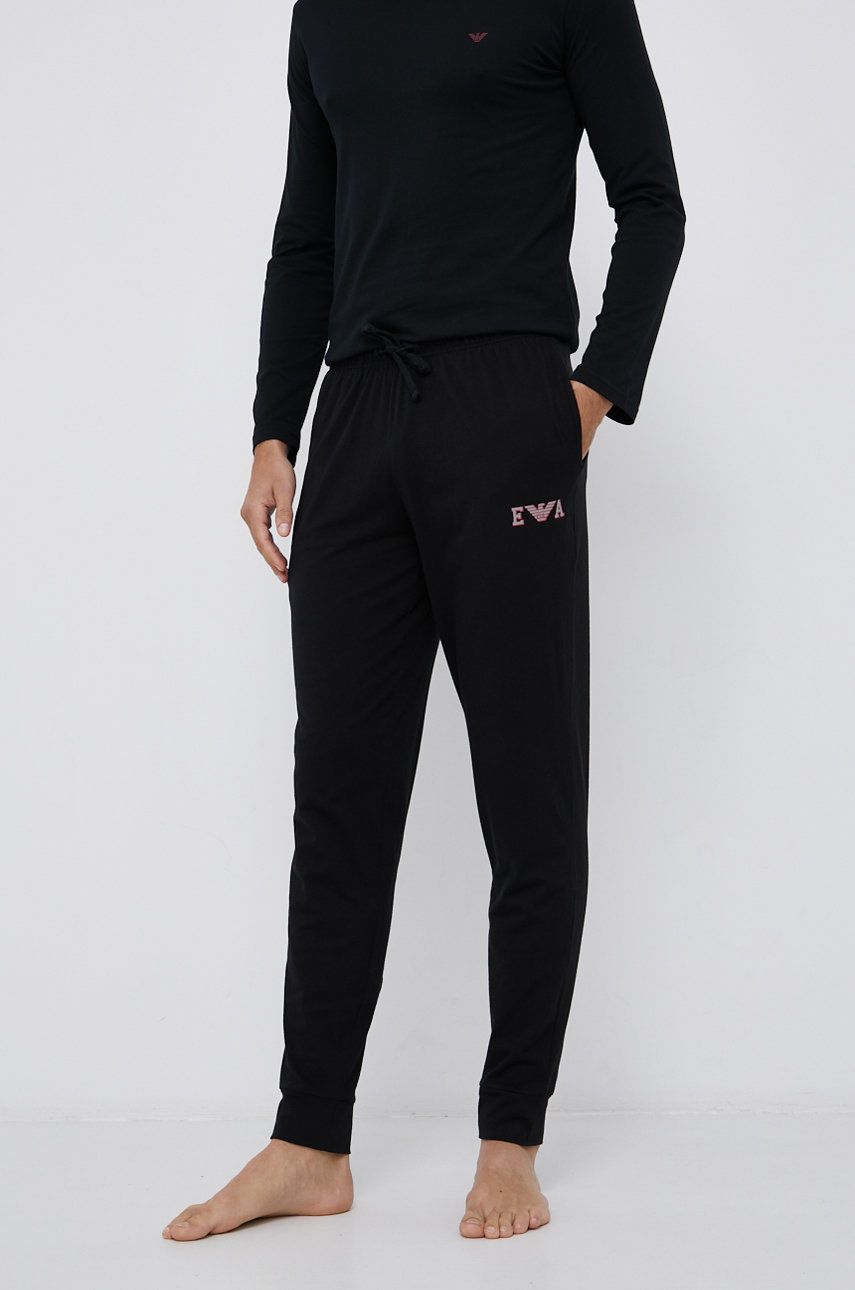 Emporio Armani Underwear Pantaloni de pijama bărbați, culoarea negru, material neted