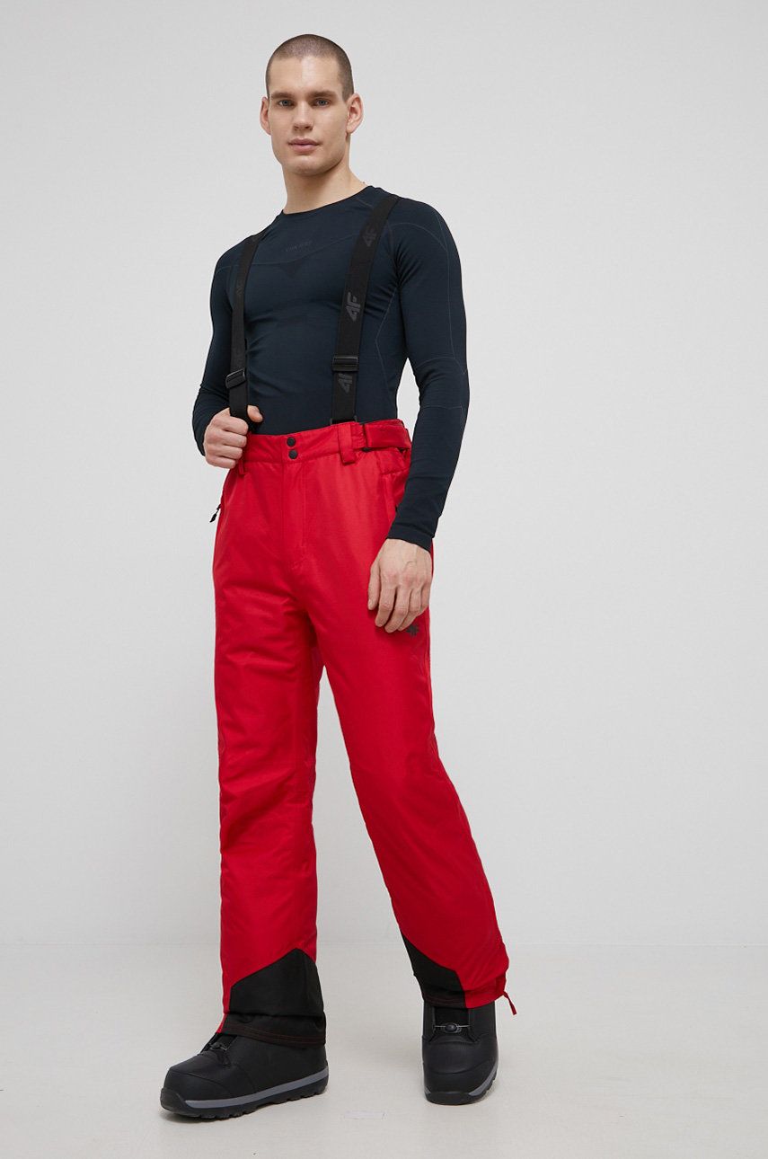 4F pantaloni barbati, culoarea rosu 4F imagine 2022 reducere