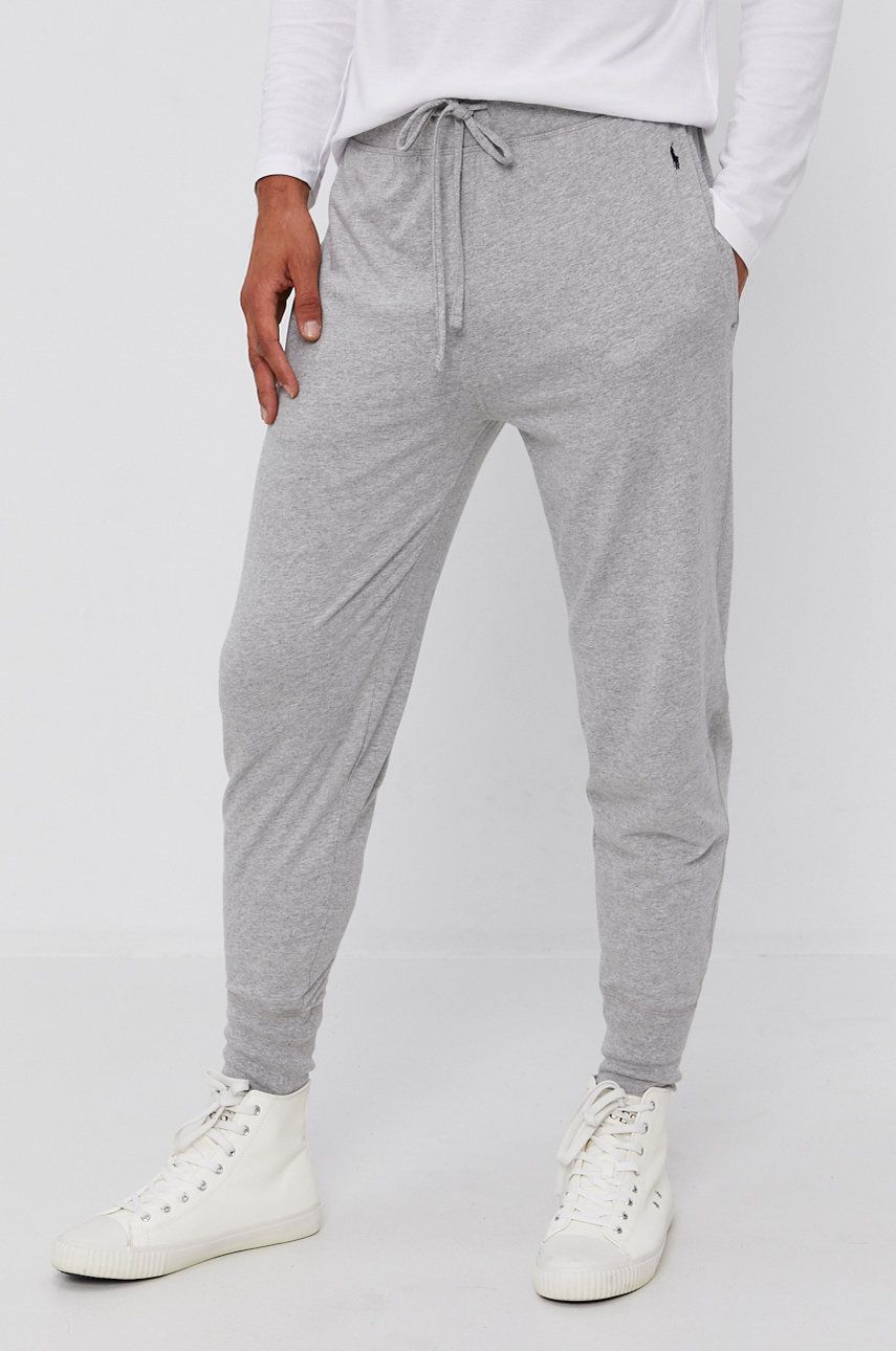 Kalhoty Polo Ralph Lauren pánské, šedá barva, hladké - šedá -  100% Bavlna