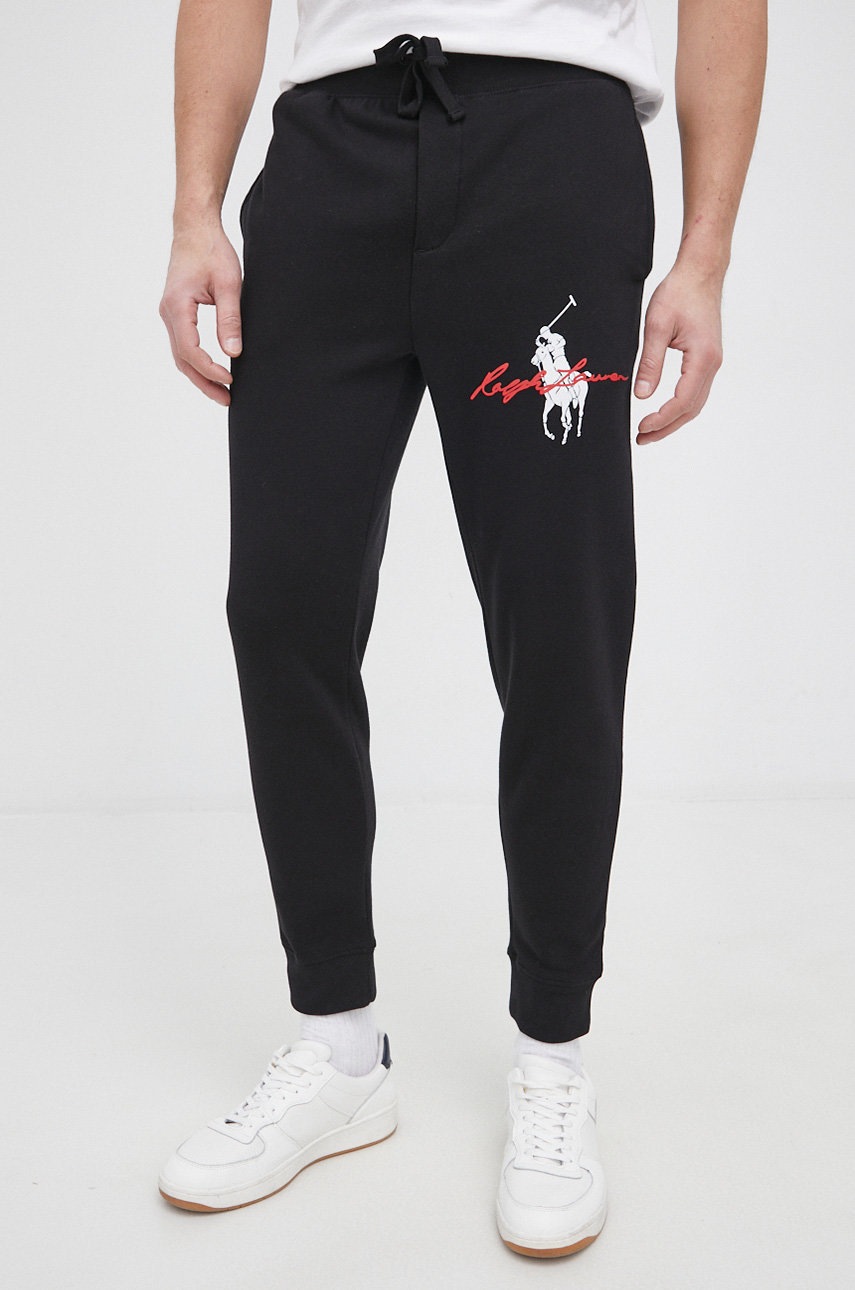 

Панталон Polo Ralph Lauren мъжки в черно с принт, Черен