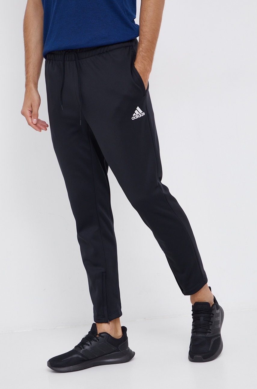 Adidas Performance Pantaloni bărbați, culoarea negru, material neted