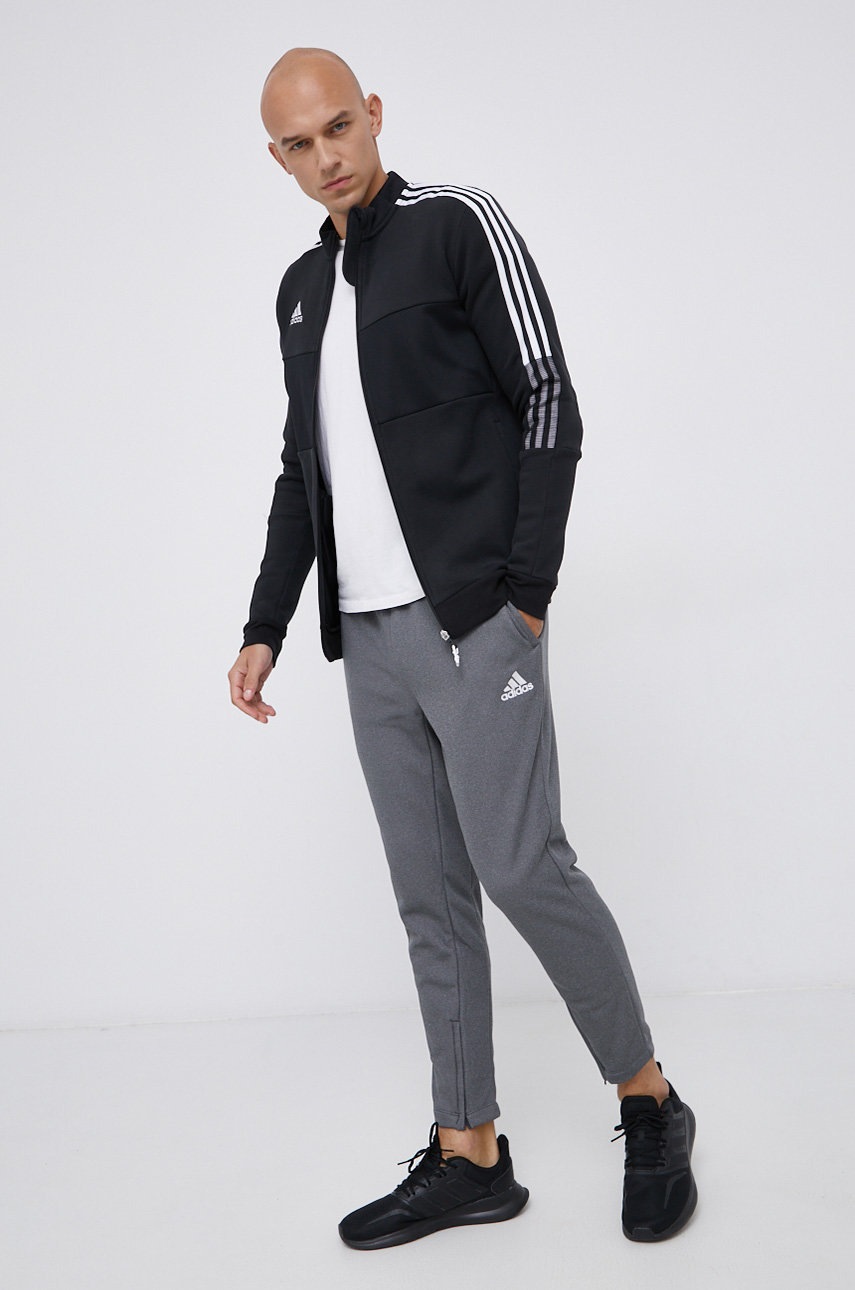 

Брюки adidas Performance GT0061 мужские цвет серый с аппликацией