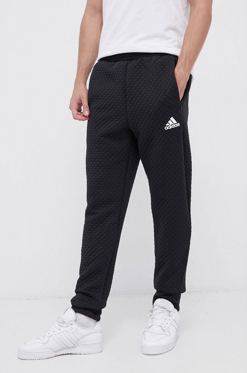 Adidas performance pantaloni gt3743 bărbați, culoarea negru, material neted