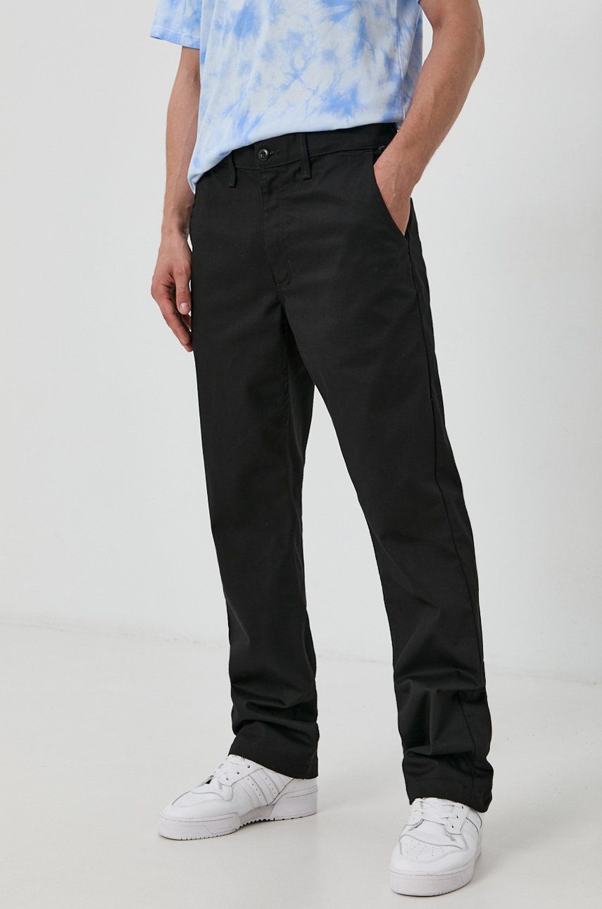 Kalhoty Vans pánské, černá barva, ve střihu chinos - černá -  30% Bavlna