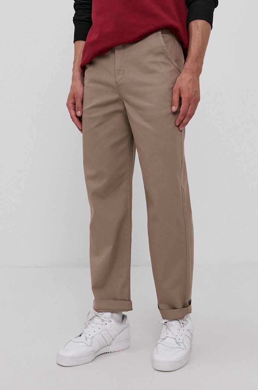 Vans Pantaloni bărbați, culoarea gri, model drept VN0A5JOHH3G1-khaki