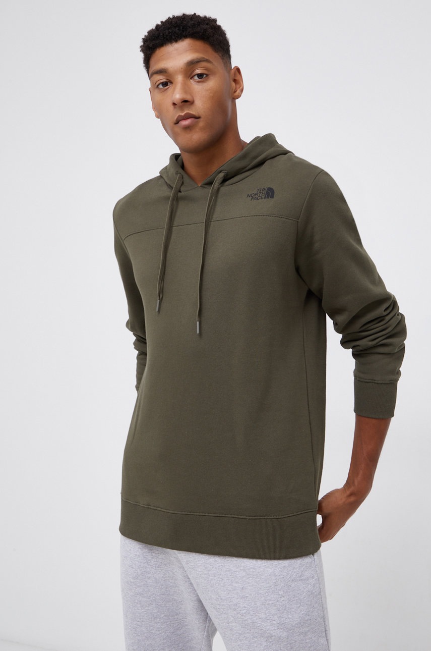 

Памучен суичър The North Face мъжки в зелено с изчистен дизайн, Зелен