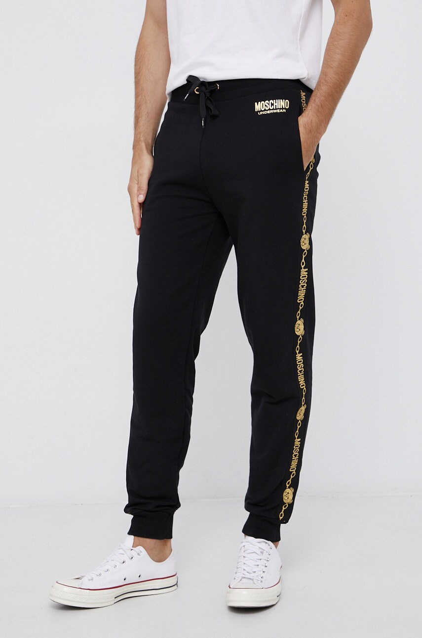 Moschino underwear pantaloni bărbați, culoarea negru, cu imprimeu