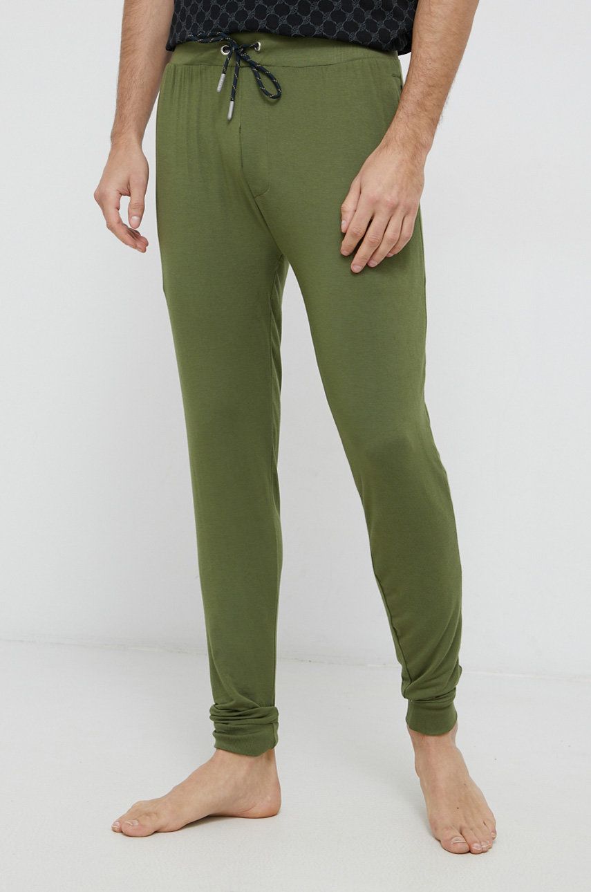 Ted Baker Spodnie piżamowe męskie kolor zielony gładka
