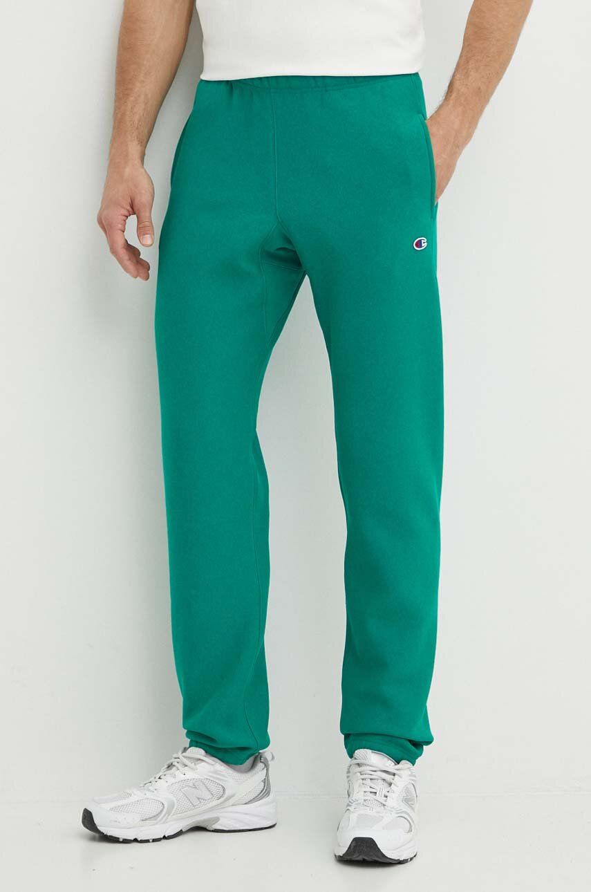 Champion pantaloni 216540 bărbați, culoarea verde, cu imprimeu 216540