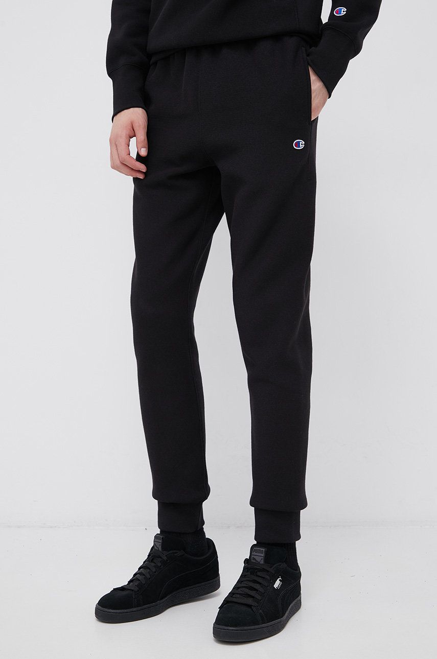 Champion pantaloni barbati, culoarea negru, neted answear.ro