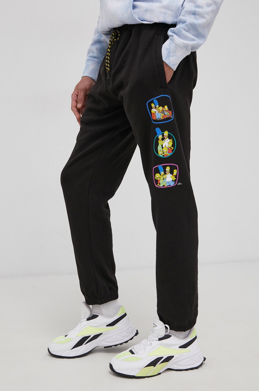 Billabong pantaloni x the simpsons bărbați, culoarea negru, cu imprimeu