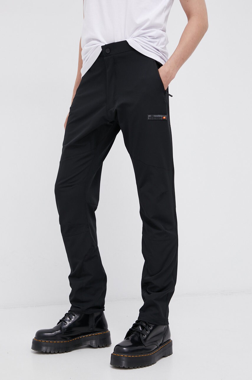 Ellesse pantaloni bărbați, culoarea negru, model drept