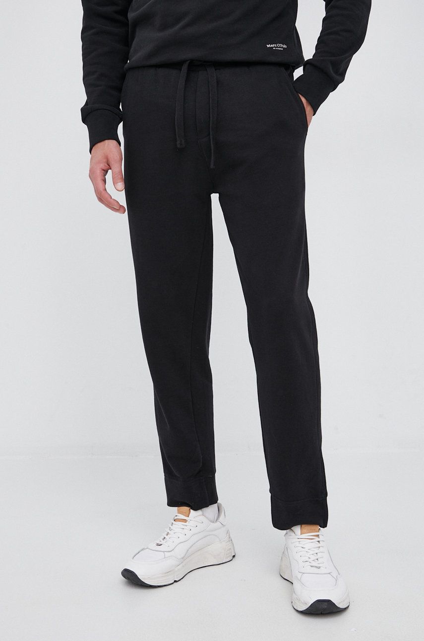 Marc O’Polo Pantaloni de bumbac bărbați, culoarea negru, material neted answear.ro