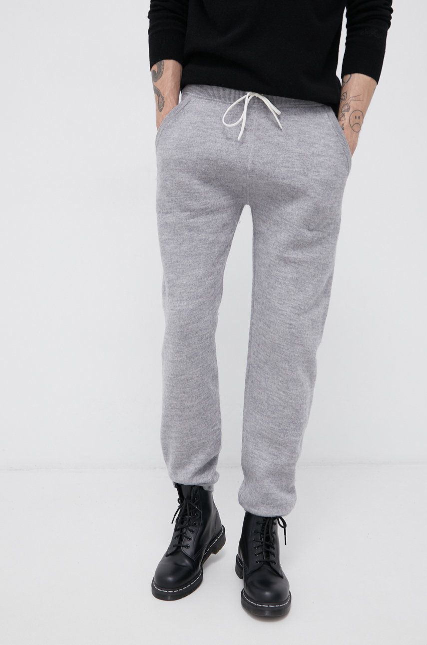 Vlněné kalhoty MC2 Saint Barth pánské, šedá barva, hladké - šedá -  100% Vlna
