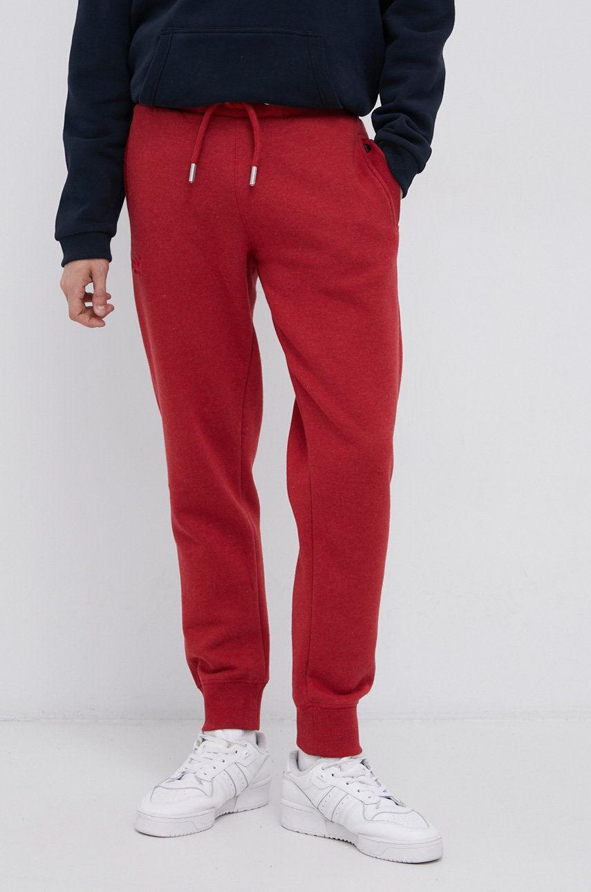 Superdry Pantaloni bărbați, culoarea rosu, material neted answear.ro