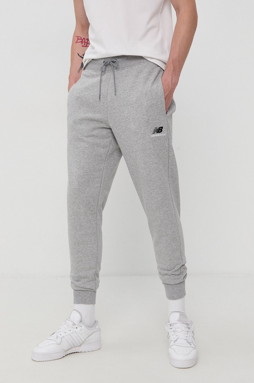 

Панталон New Balance мъжки в сиво с изчистен дизайн, Сив