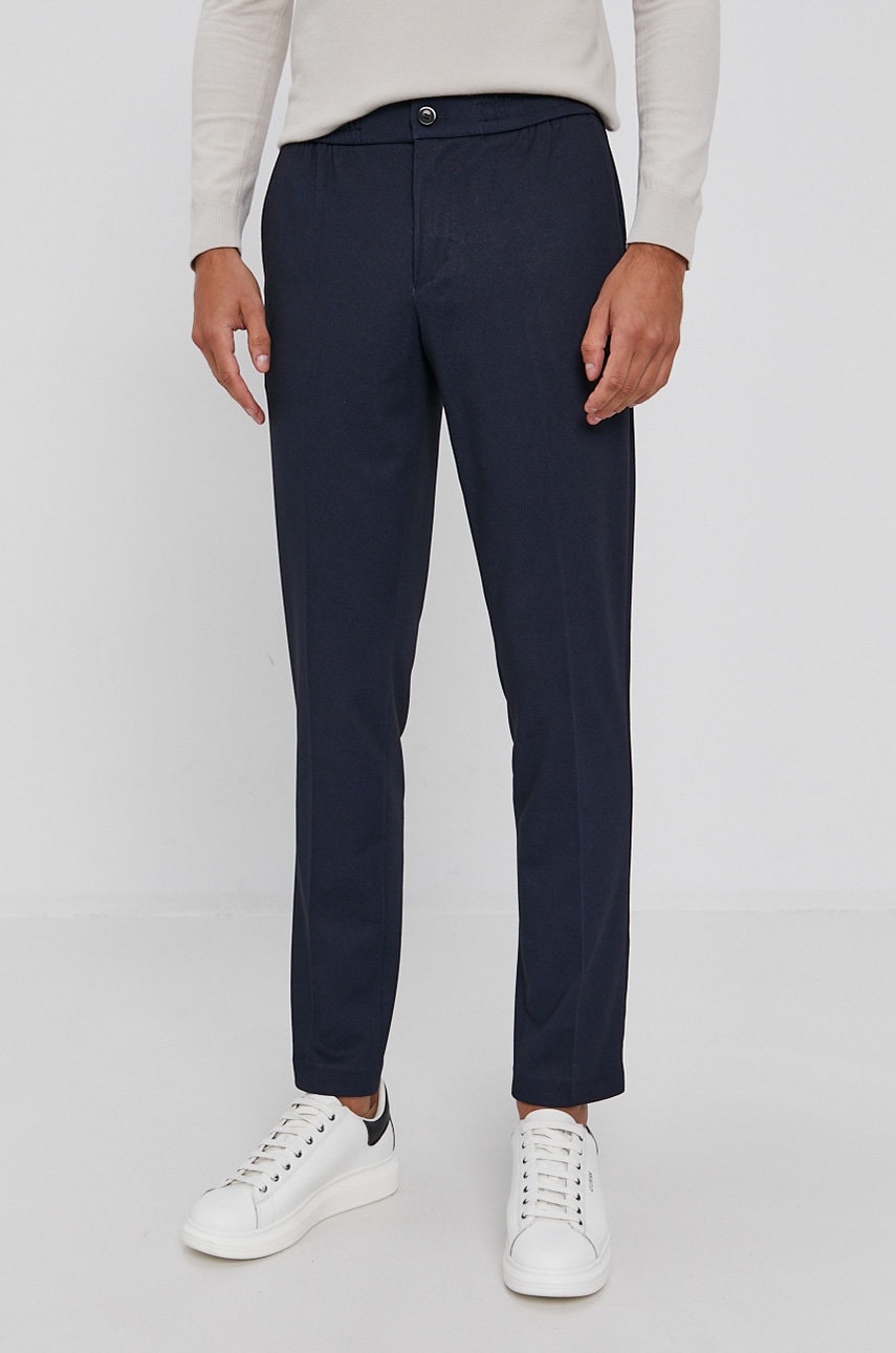 Sisley Pantaloni Barbati, Culoarea Albastru Marin, Model Drept