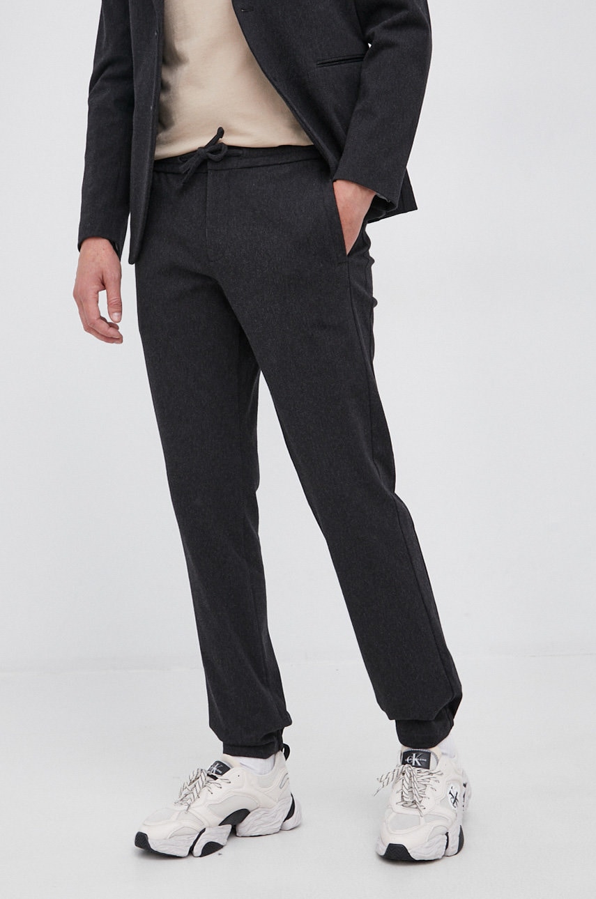 Sisley Pantaloni Barbati, Culoarea Negru, Material Neted