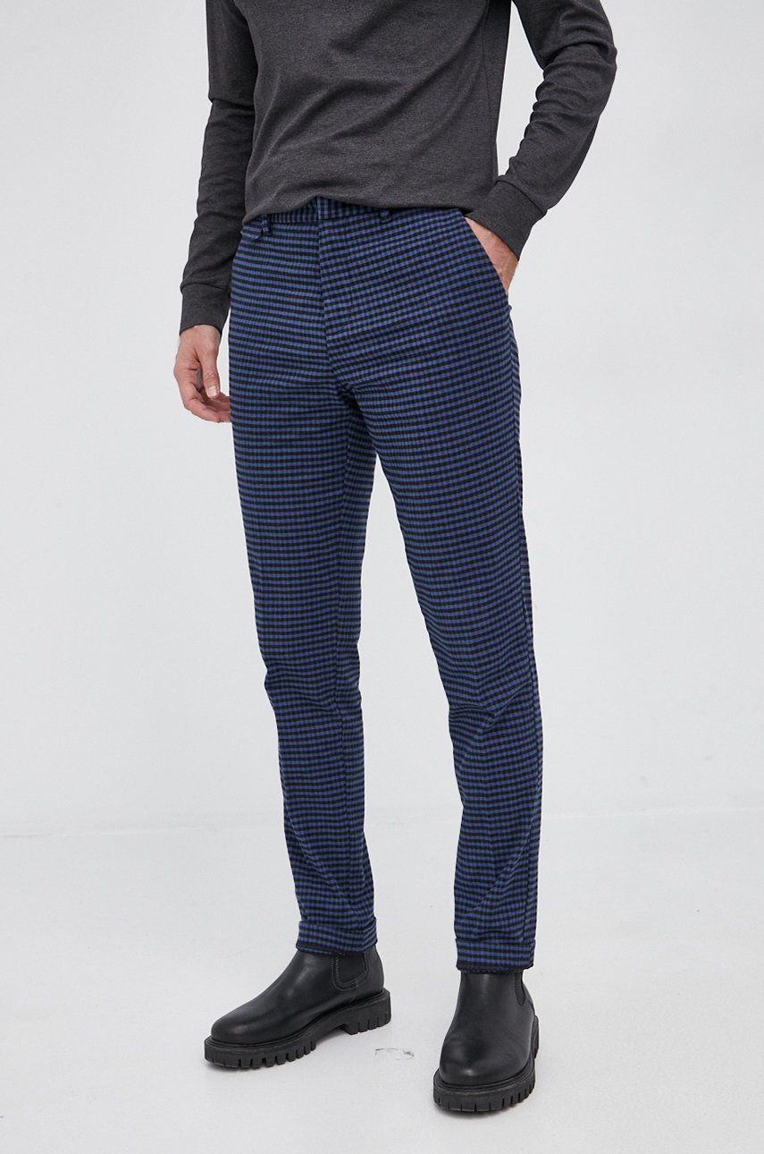 Sisley Pantaloni bărbați, culoarea albastru marin, mulat answear.ro imagine 2022 reducere