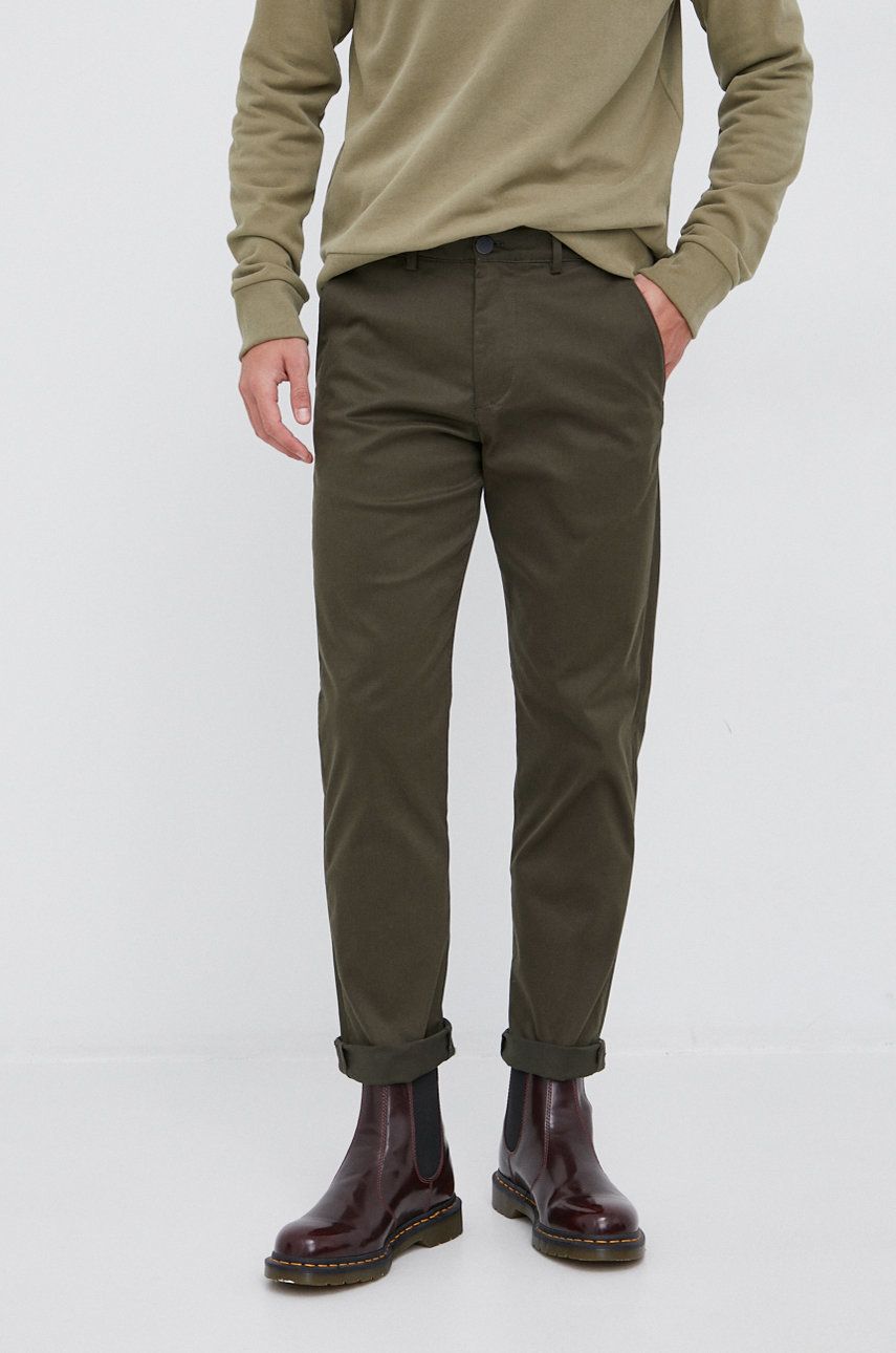 Selected Homme Pantaloni bărbați, culoarea verde, model drept answear.ro