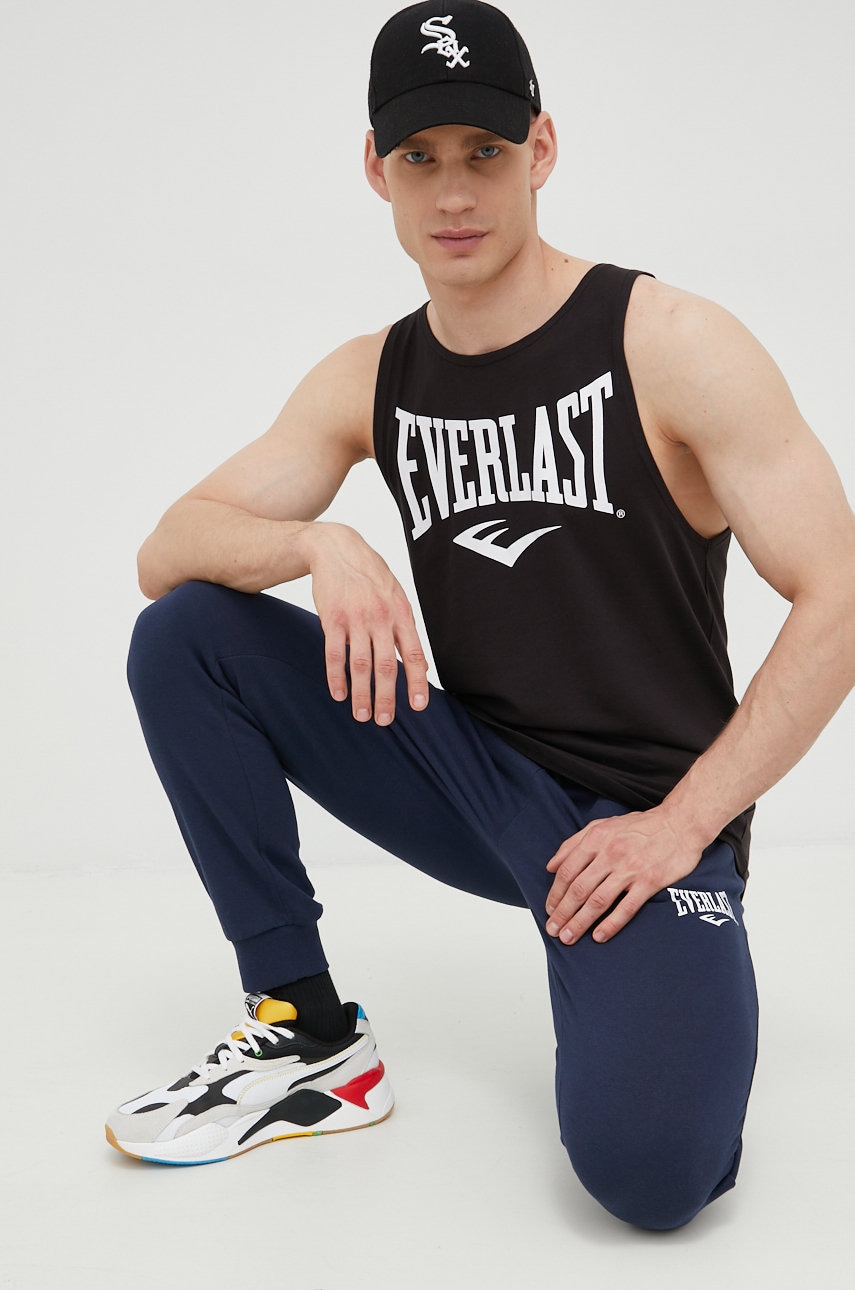 Levně Kalhoty Everlast pánské, tmavomodrá barva, s potiskem