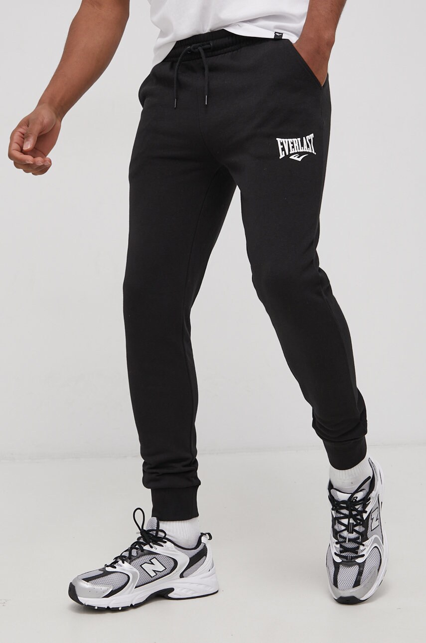 Everlast pantaloni bărbați, culoarea negru, cu imprimeu