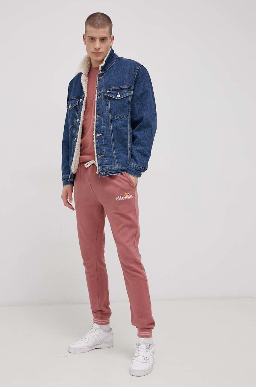 

Хлопковые брюки Ellesse мужские цвет розовый гладкие