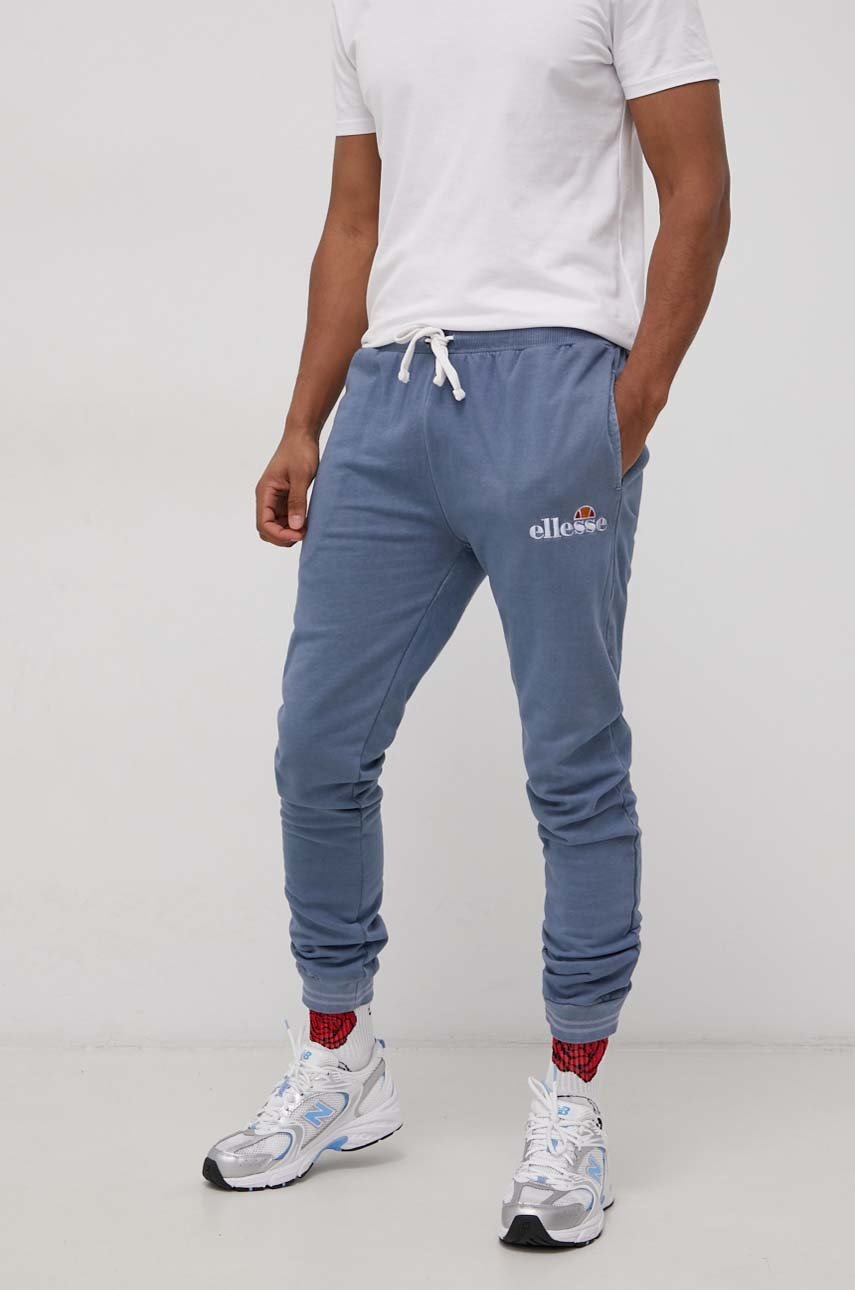 

Памучен панталон Ellesse мъжки с изчистен дизайн, Син