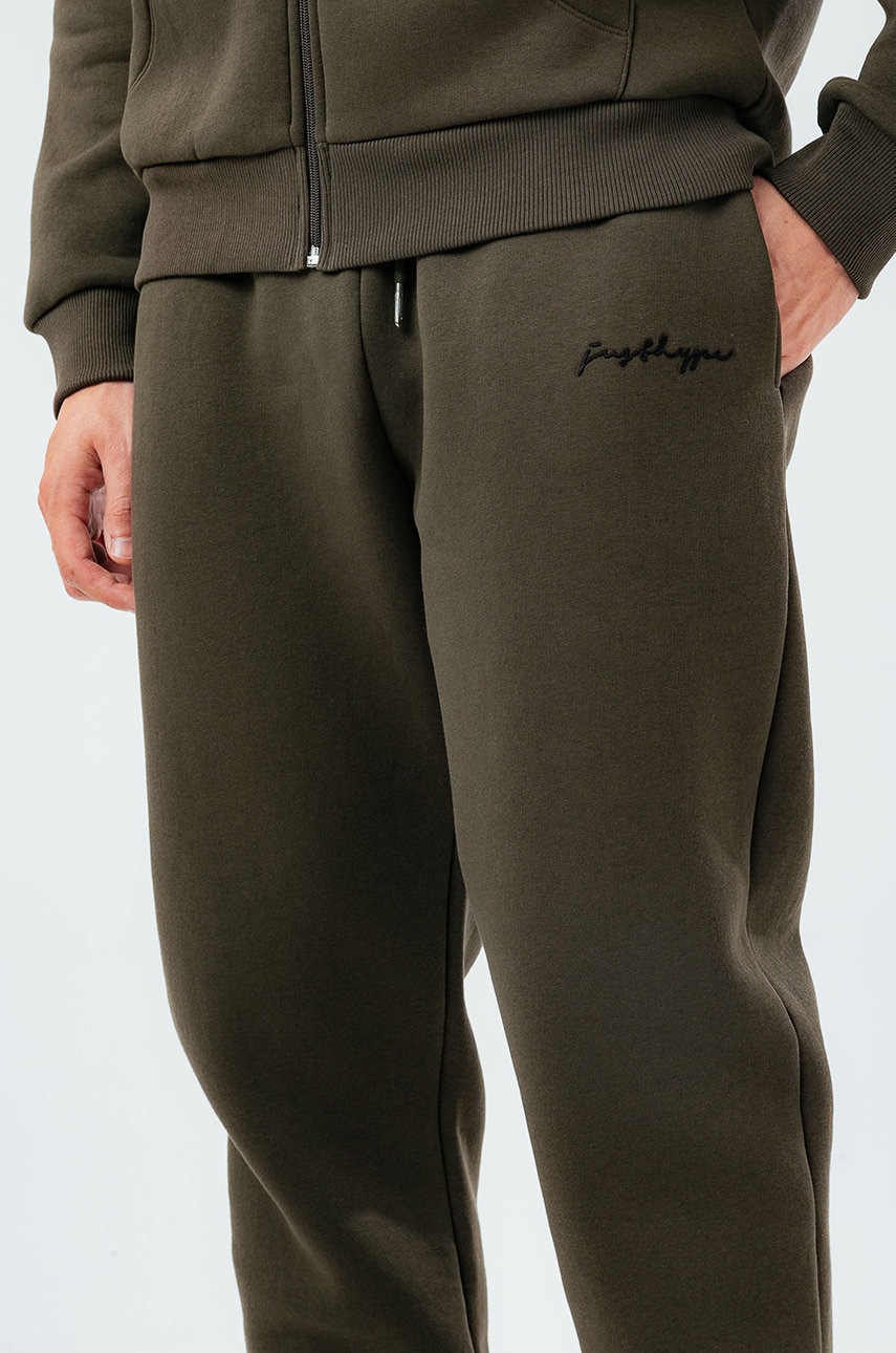 Hype pantaloni barbati, culoarea verde, neted