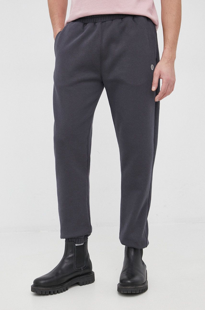 Deus Ex Machina Pantaloni bărbați, culoarea gri, material neted