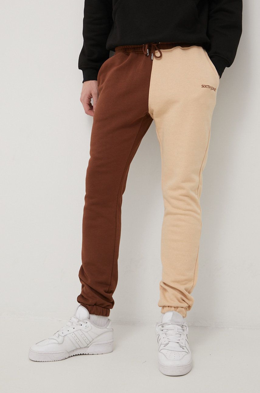 Sixth June pantaloni de trening barbati, culoarea maro, modelator answear.ro imagine noua
