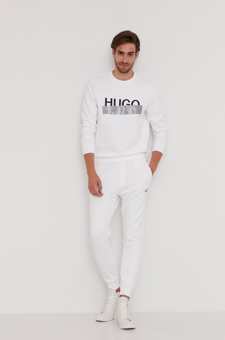 

Брюки Hugo цвет белый гладкие
