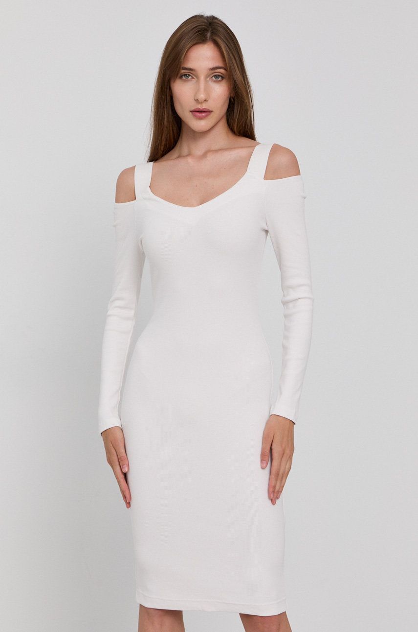 Guess Sukienka kolor biały mini dopasowana