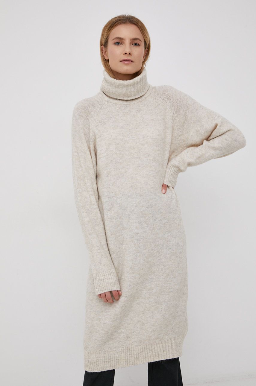 Vero Moda Rochie din amestec de lână culoarea crem, mini, oversize answear.ro