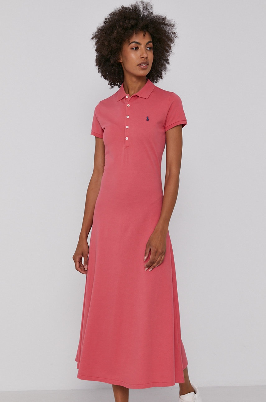 

Платье Polo Ralph Lauren цвет розовый midi расклешённое