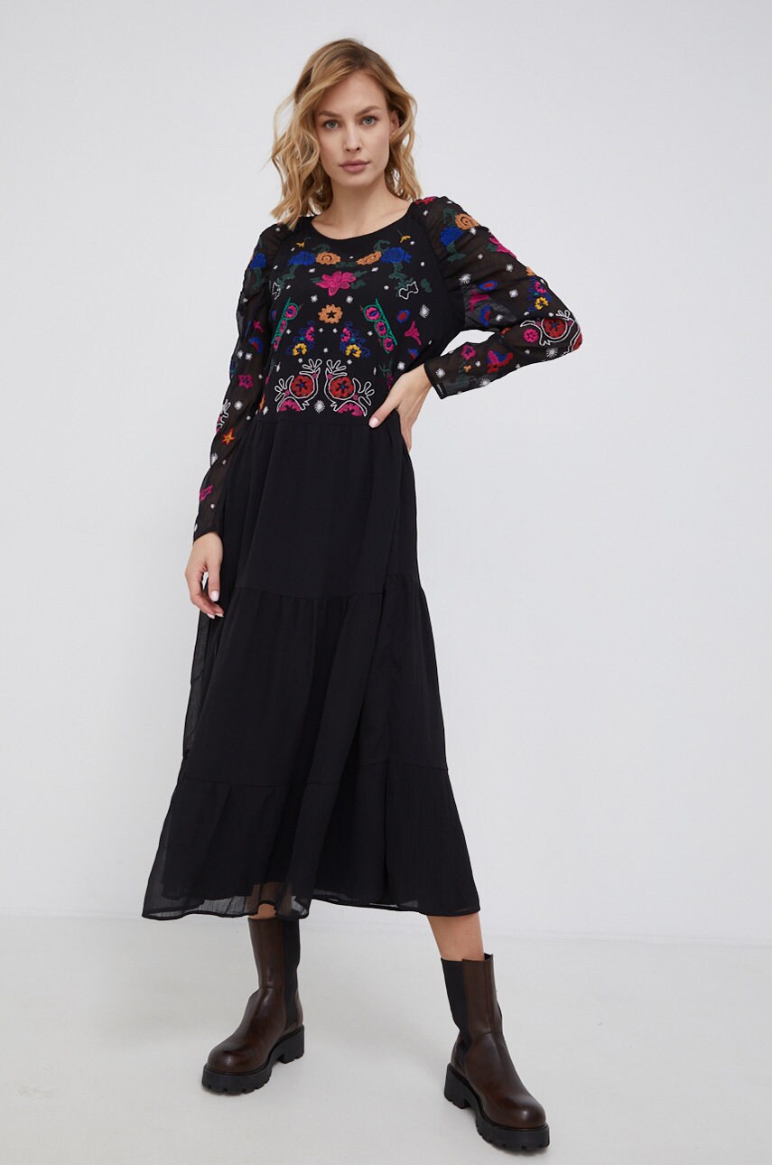 

Платье Desigual цвет чёрный midi прямое