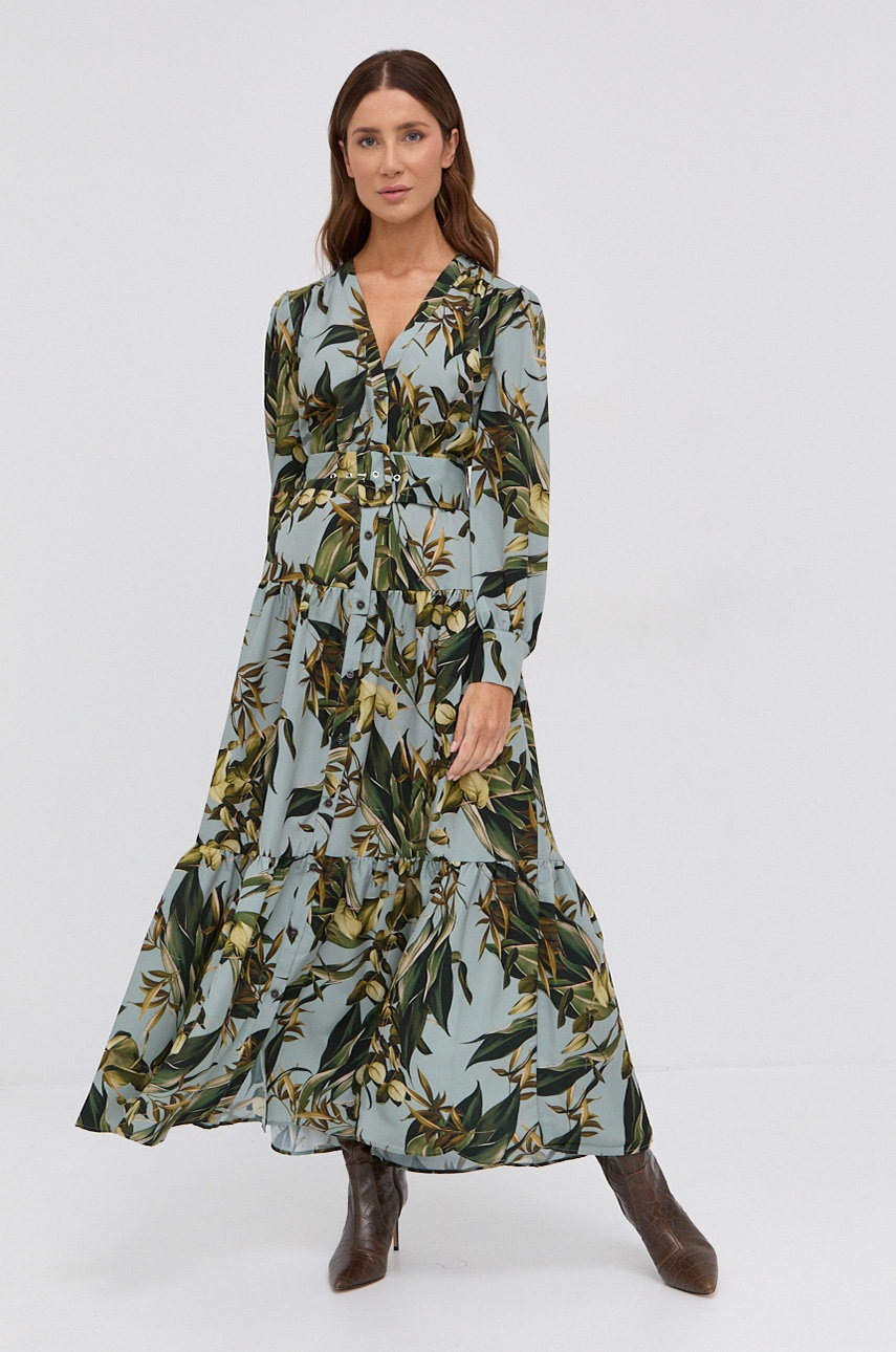 

Сукня Guess колір зелений maxi розкльошена