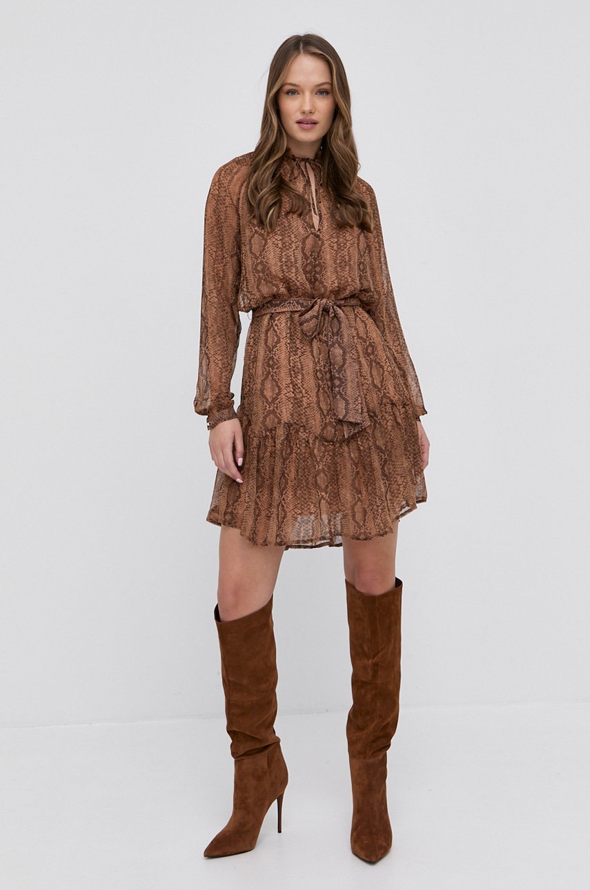 

Платье Guess цвет коричневый mini расклешённое
