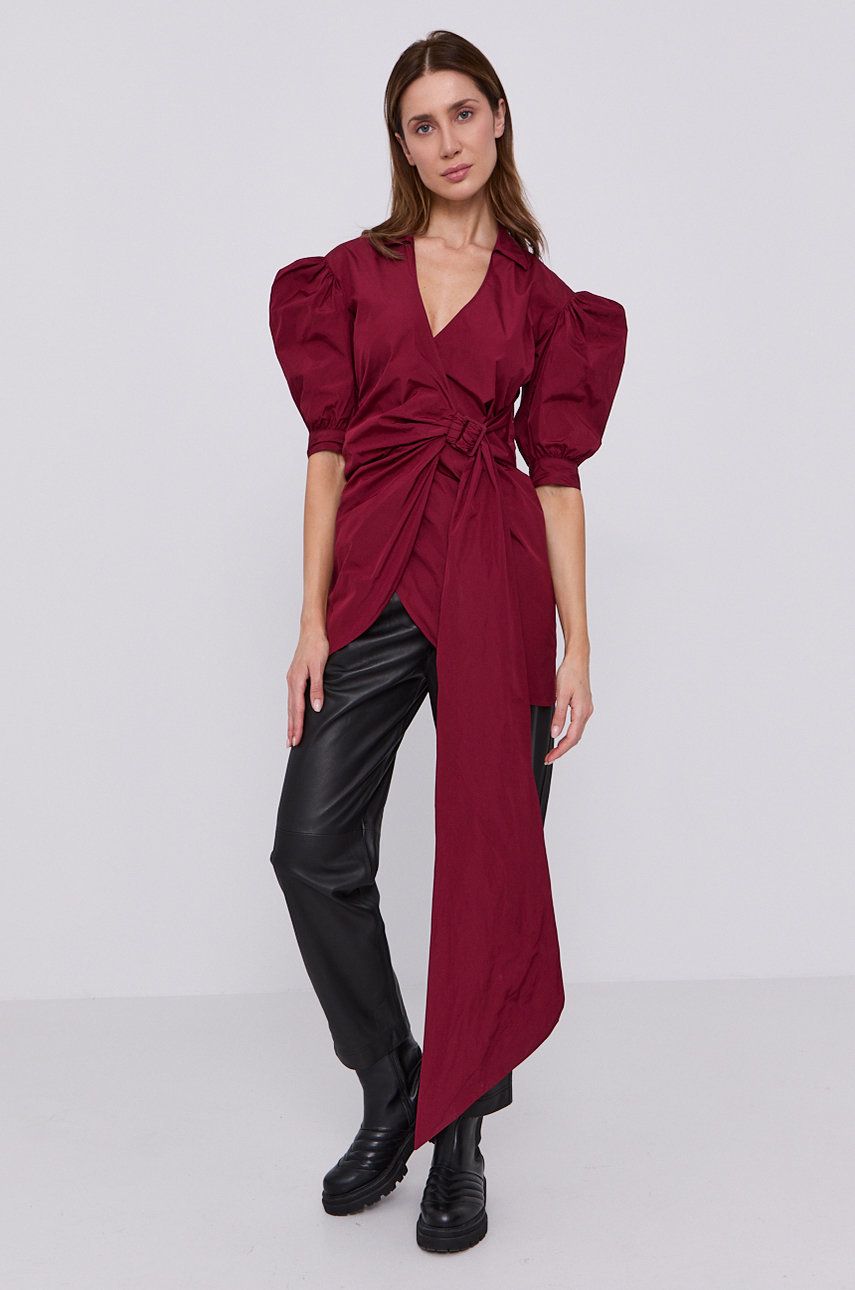 Šaty Red Valentino vínová barva, mini - burgundské -  100 % Polyester