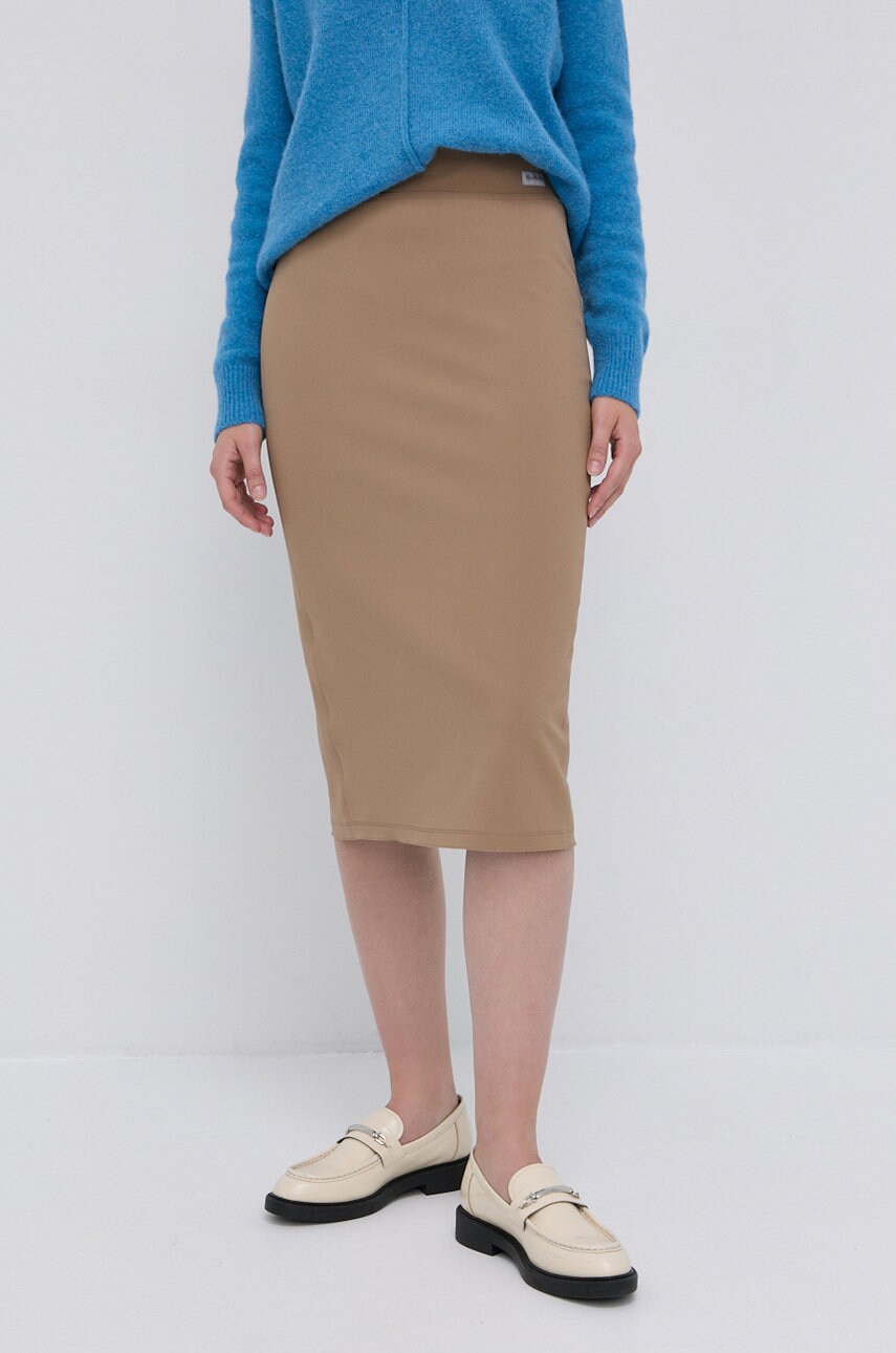 Max Mara Leisure Fustă culoarea bej, midi, creion