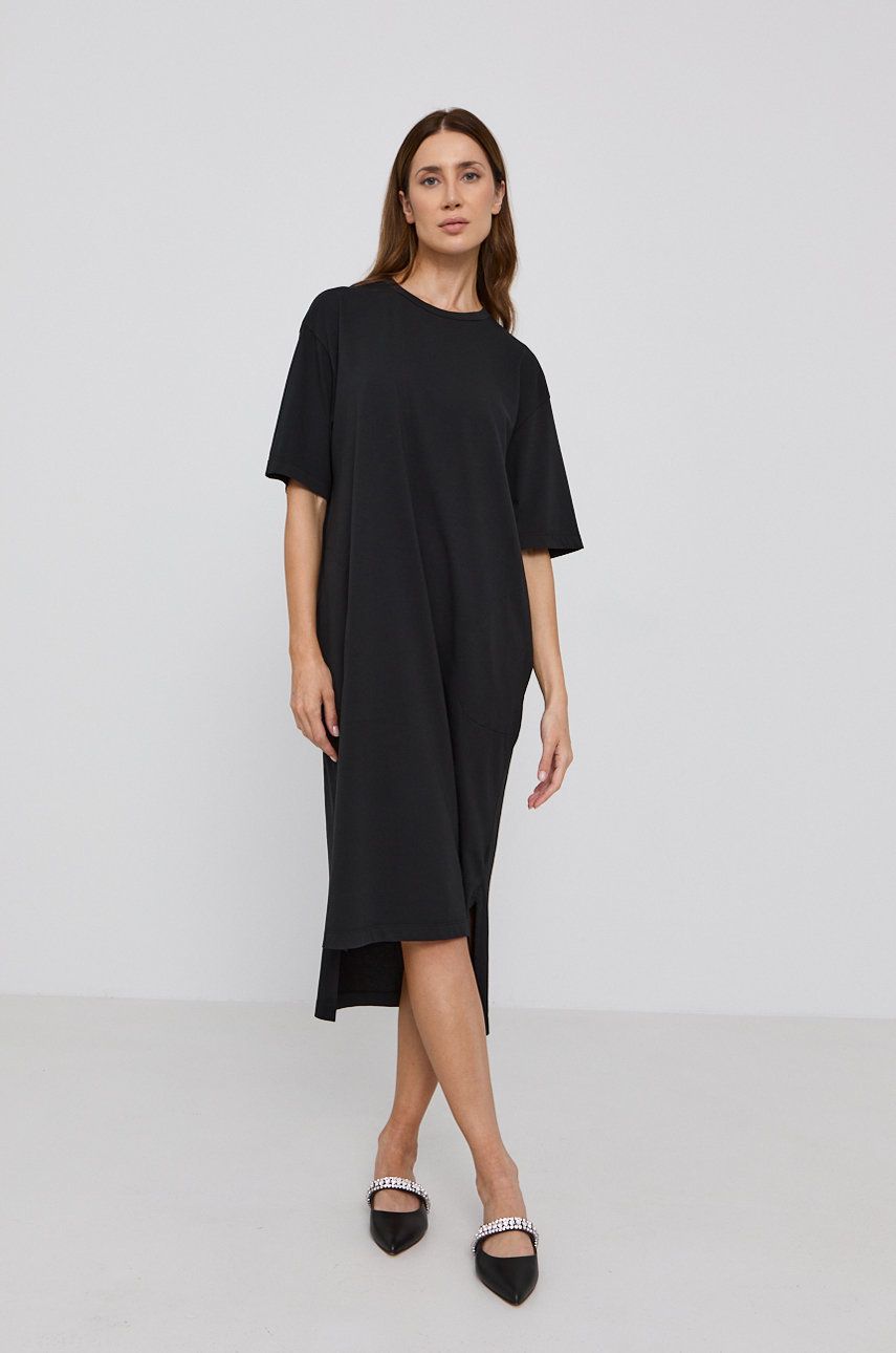 MAX&Co. Sukienka bawełniana kolor czarny midi oversize