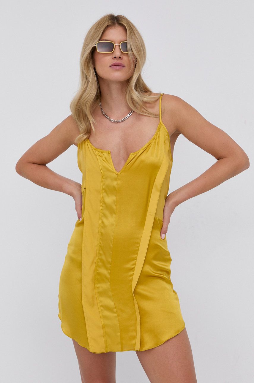 Diesel Rochie din amestec de mătase culoarea galben, mini, model drept 2023 ❤️ Pret Super answear imagine noua 2022