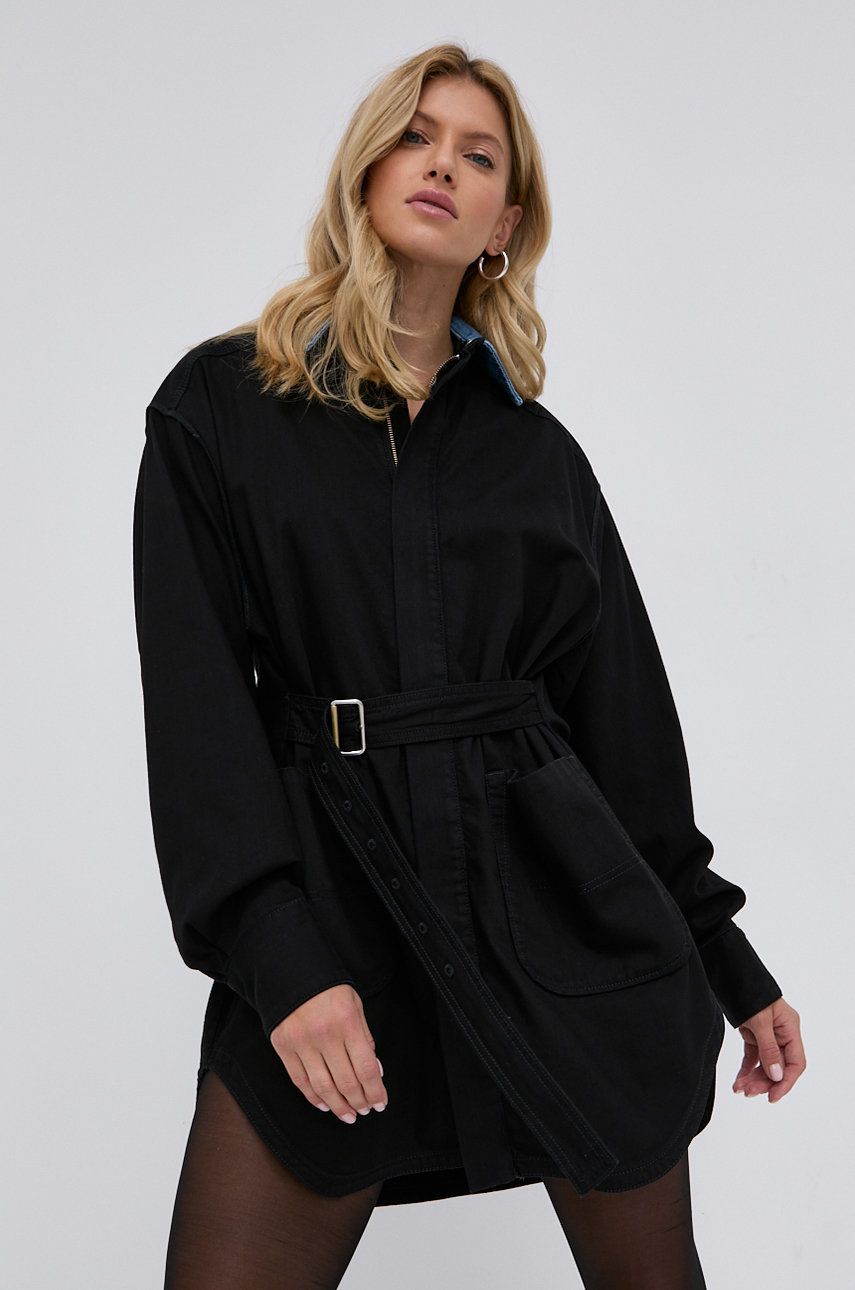 Diesel Rochie din bumbac culoarea negru, mini, oversize answear.ro imagine noua