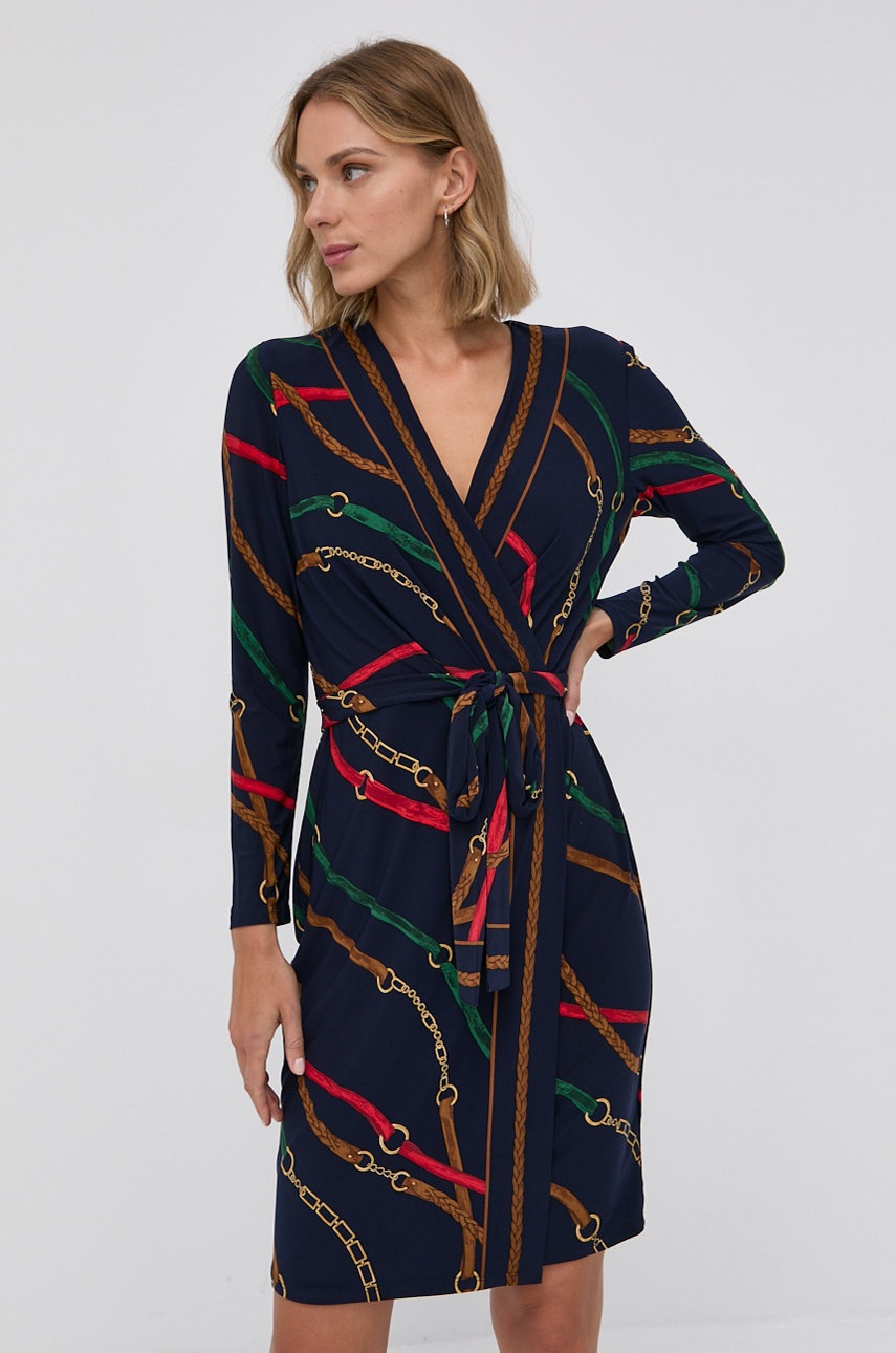 

Рокля Lauren Ralph Lauren къс модел разкроен модел, Многоцветен
