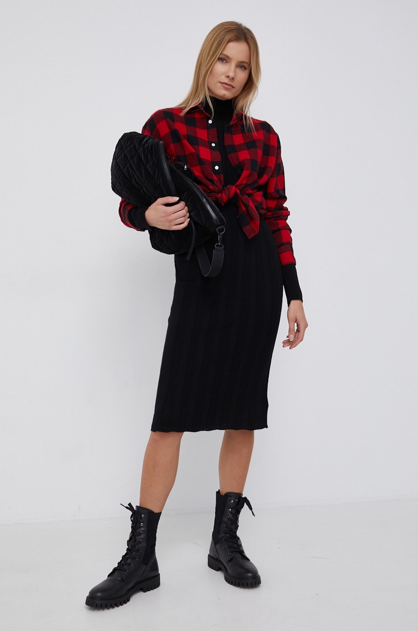 

Вовняна сукня G-Star Raw колір чорний midi пряма