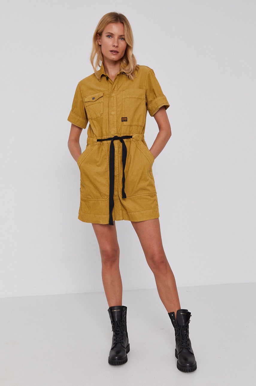 

Бавовняна сукня G-Star Raw колір зелений mini пряма