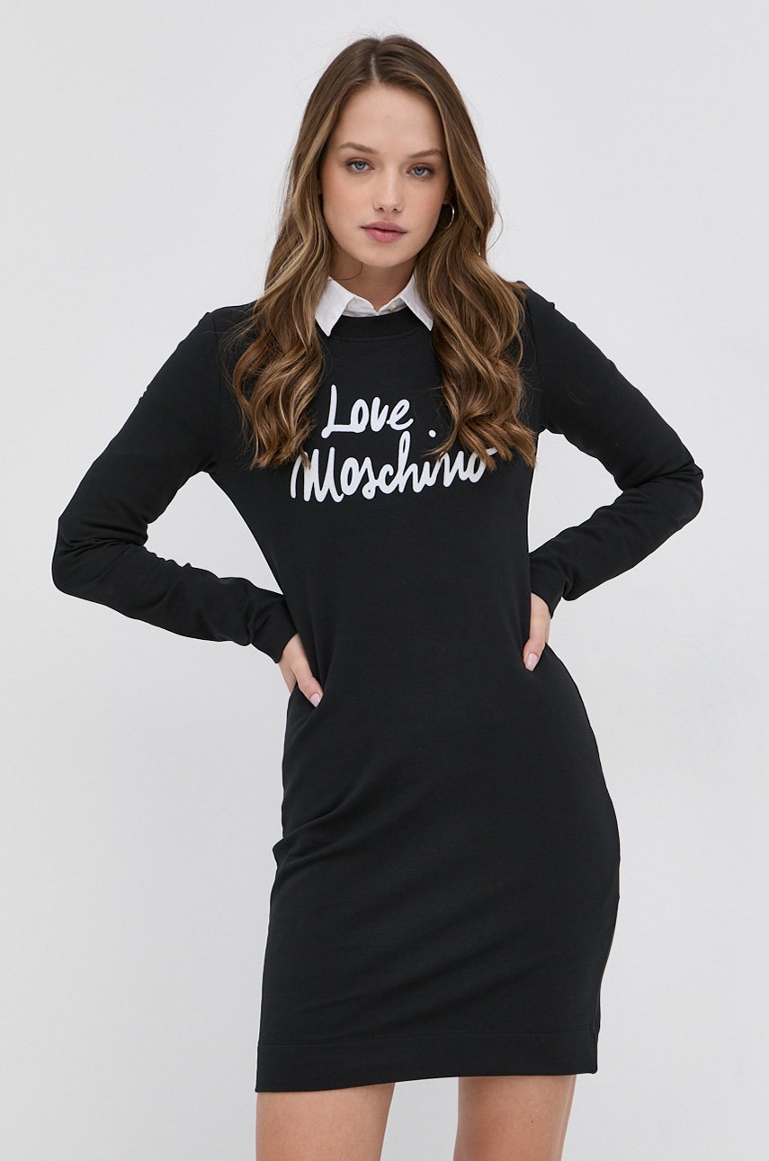 

Рокля Love Moschino в черно къс модел със стандартна кройка, Черен
