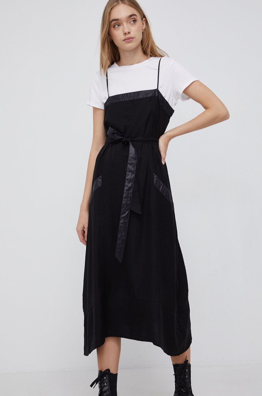 

Платье Dkny цвет чёрный midi расклешённое