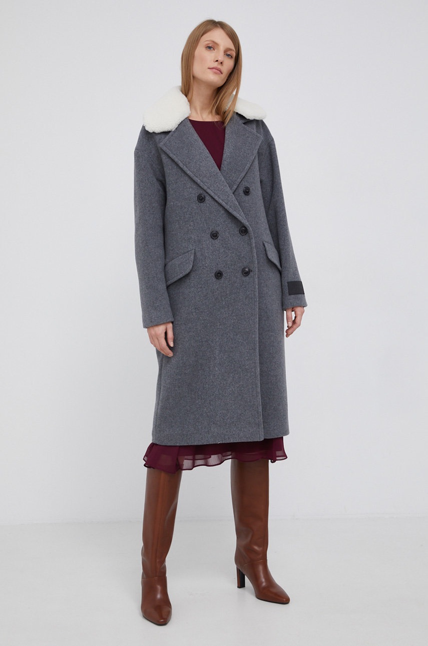 

Платье Dkny цвет фиолетовый midi расклешённое